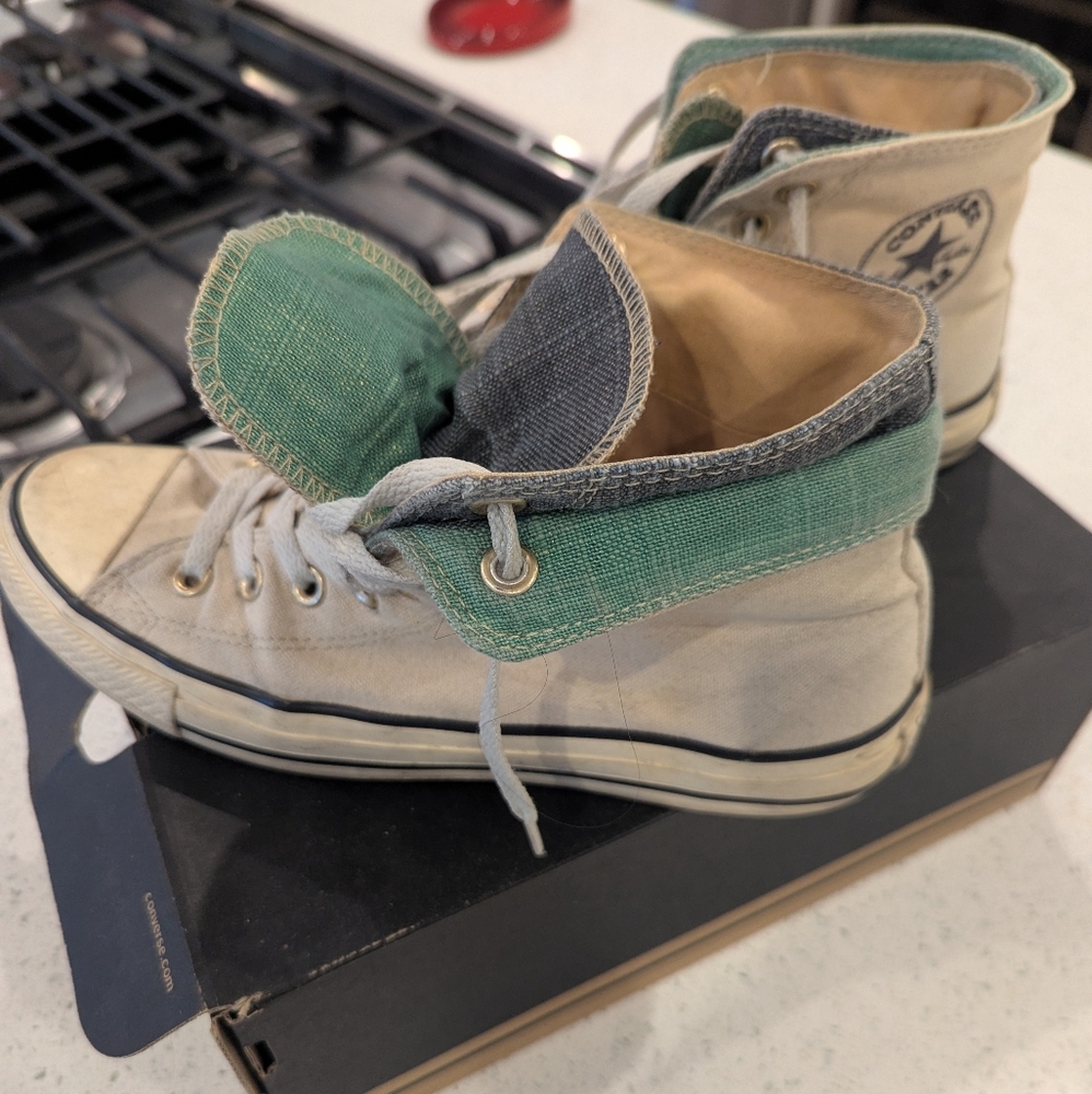 Converse Kids High-Top Sneakers - Green and Cream